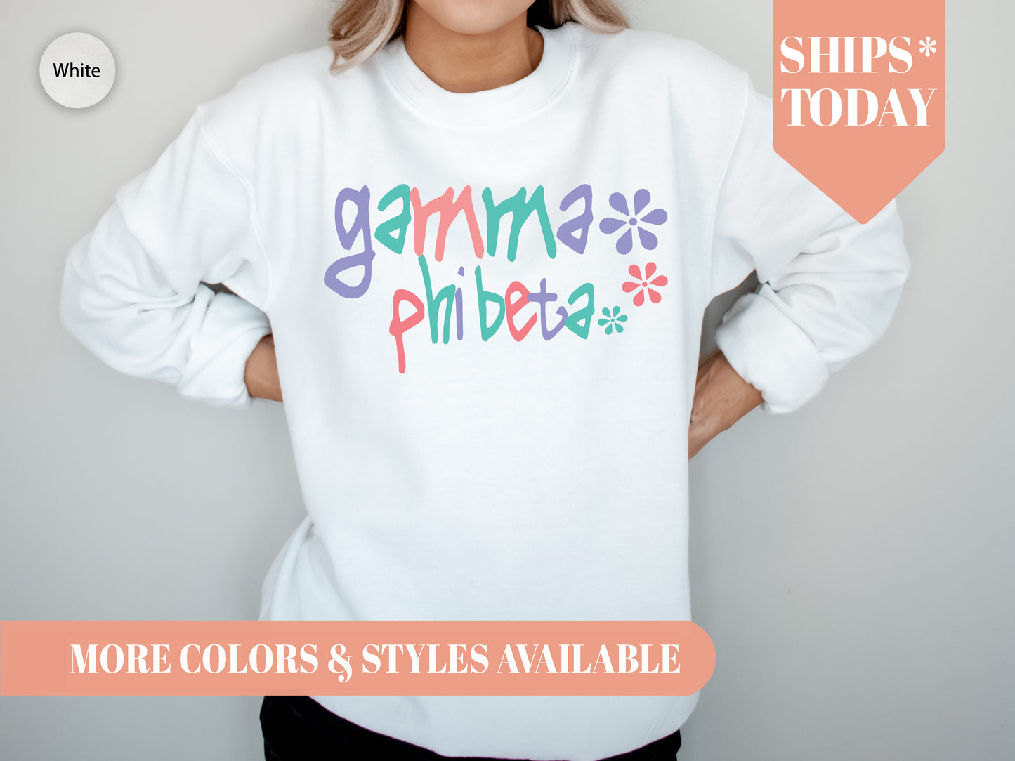 Gamma Phi Beta Colorful Floral Sorority Sweatshirt _ 2617g