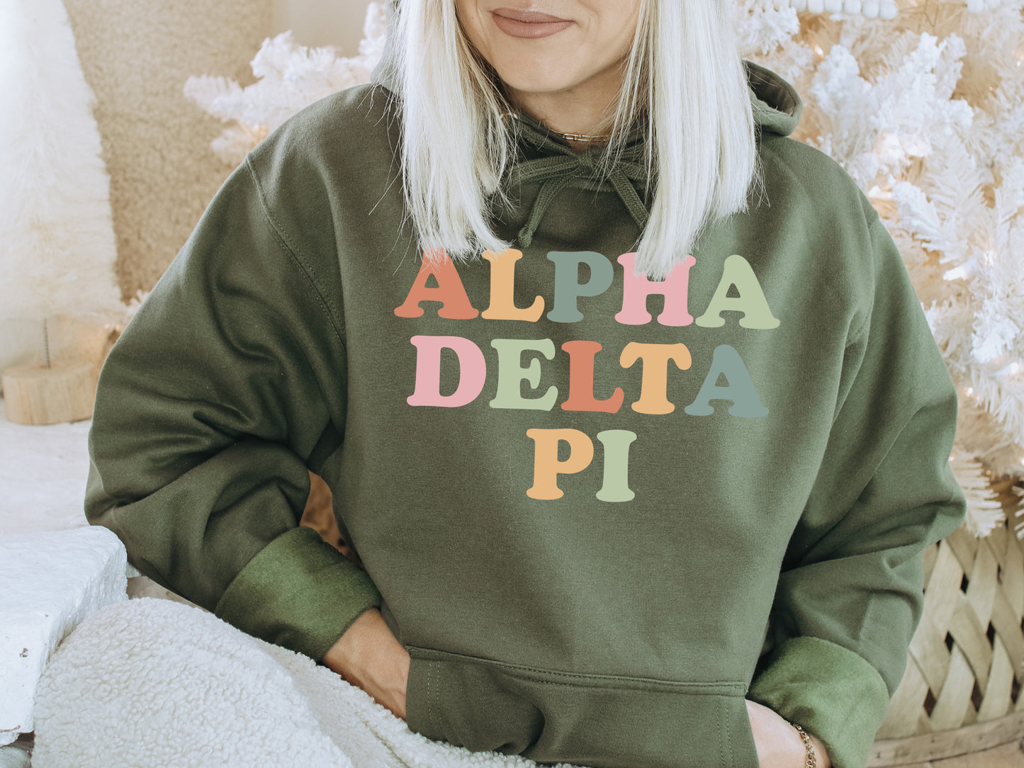 Alpha Delta Pi Bright and Proud Sorority Hoodie _ 415g