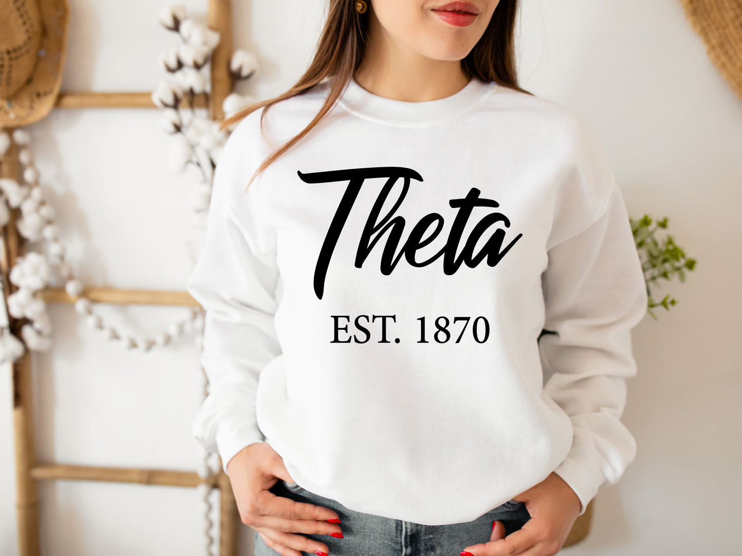 Kappa Alpha Theta Black Flowy Sorority Sweatshirt _ 92g