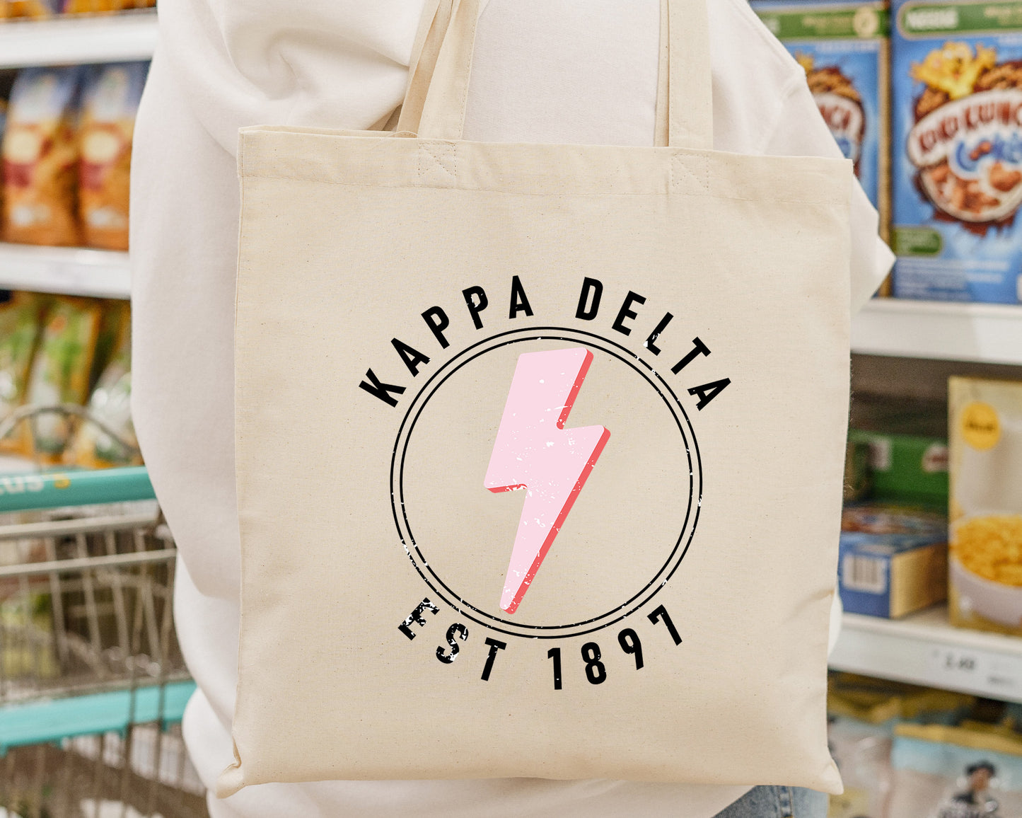 Kappa Delta Pinkish Strike Sorority Tote Bag _ 34376g