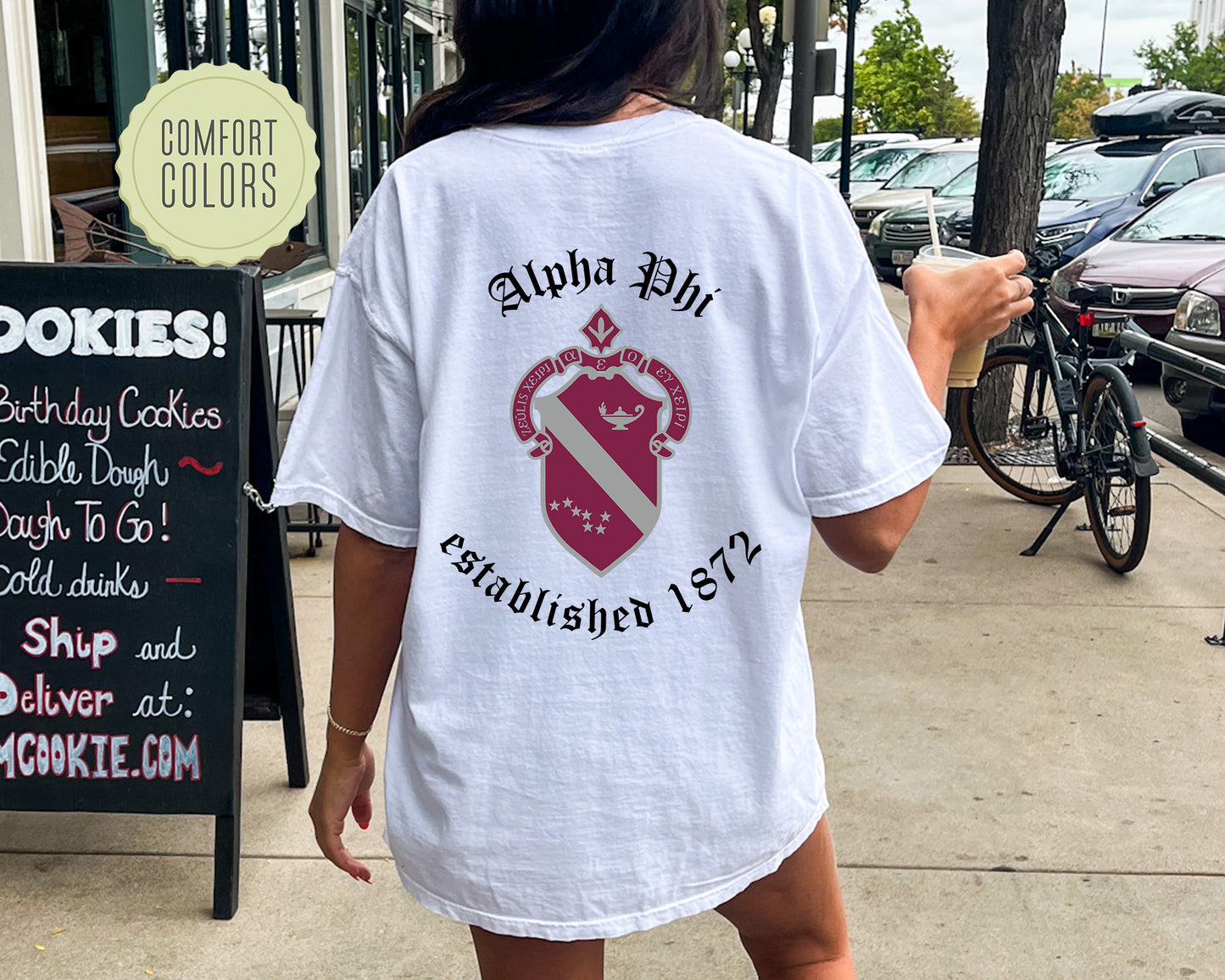 Alpha Phi Old English Crest Comfort Colors Sorority T-shirt _ 32925g