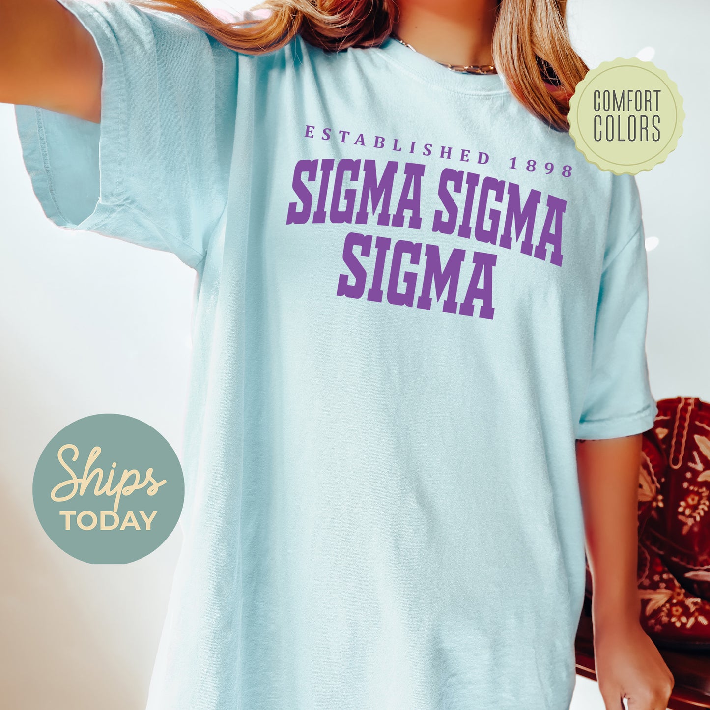 Sigma Sigma Sigma Bold Letters Comfort Colors Sorority T-shirt _ 35143g