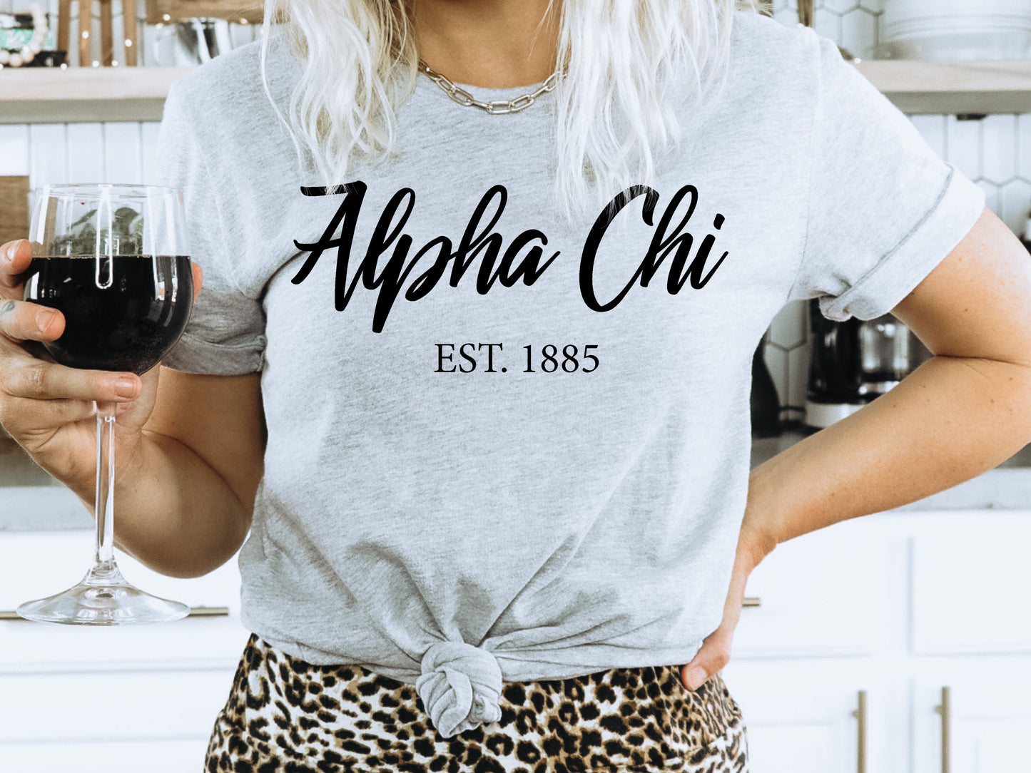Alpha Chi Omega Black Flowy Sorority T-shirt _ 77g