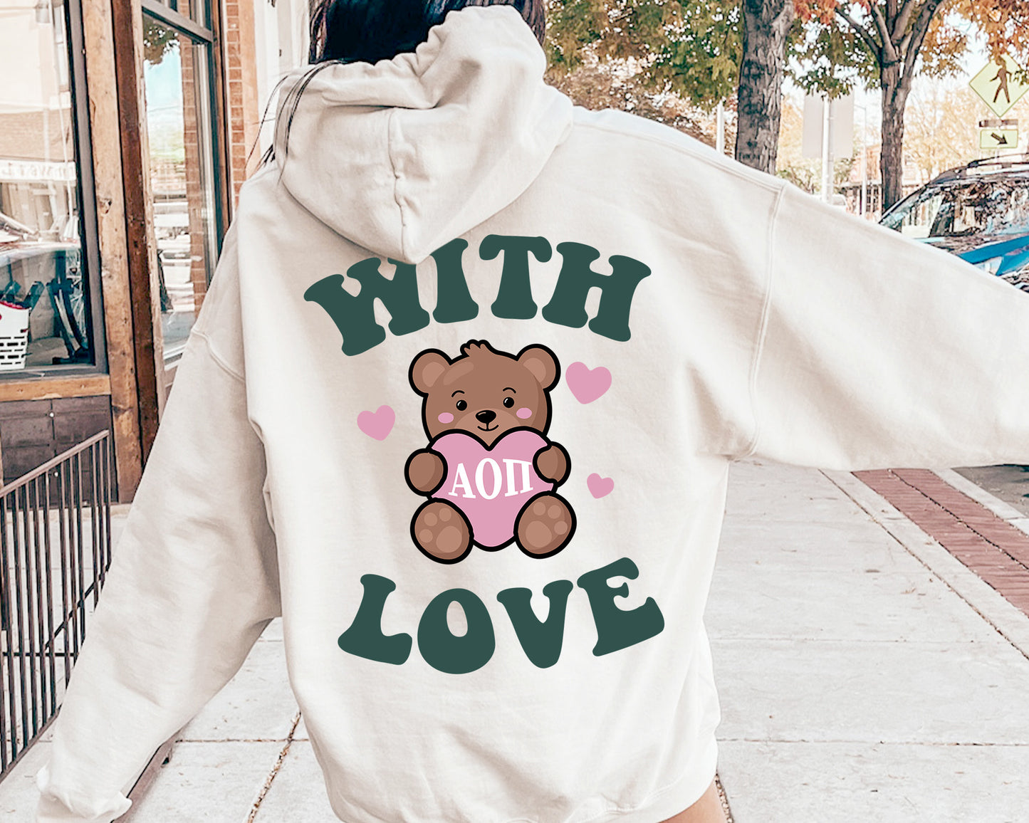 Alpha Omicron Pi With Love Sorority Hoodie _ 33210g