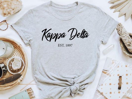 Kappa Delta Black Flowy Sorority T-shirt _ 93g