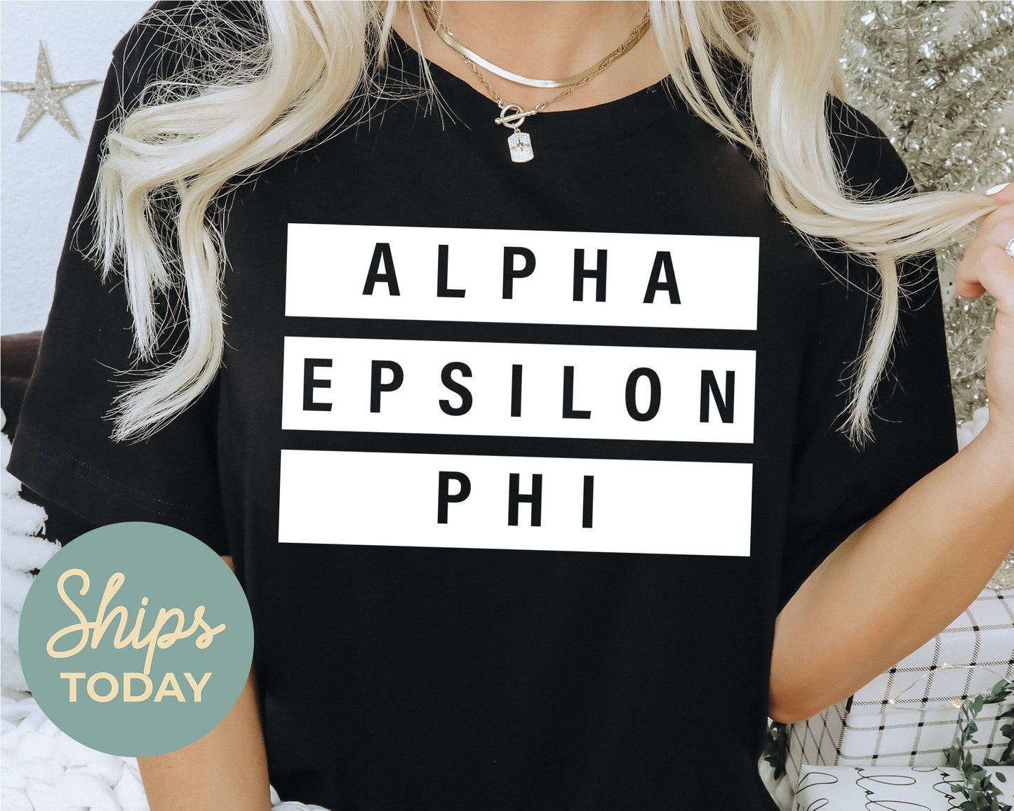 Alpha Epsilon Phi Faded White Box Sorority T-shirt _ 3335g