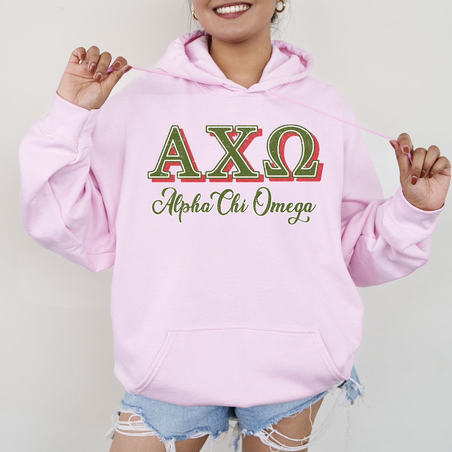 Alpha Chi Omega Greek Colors Sorority Hoodie _ 36069g