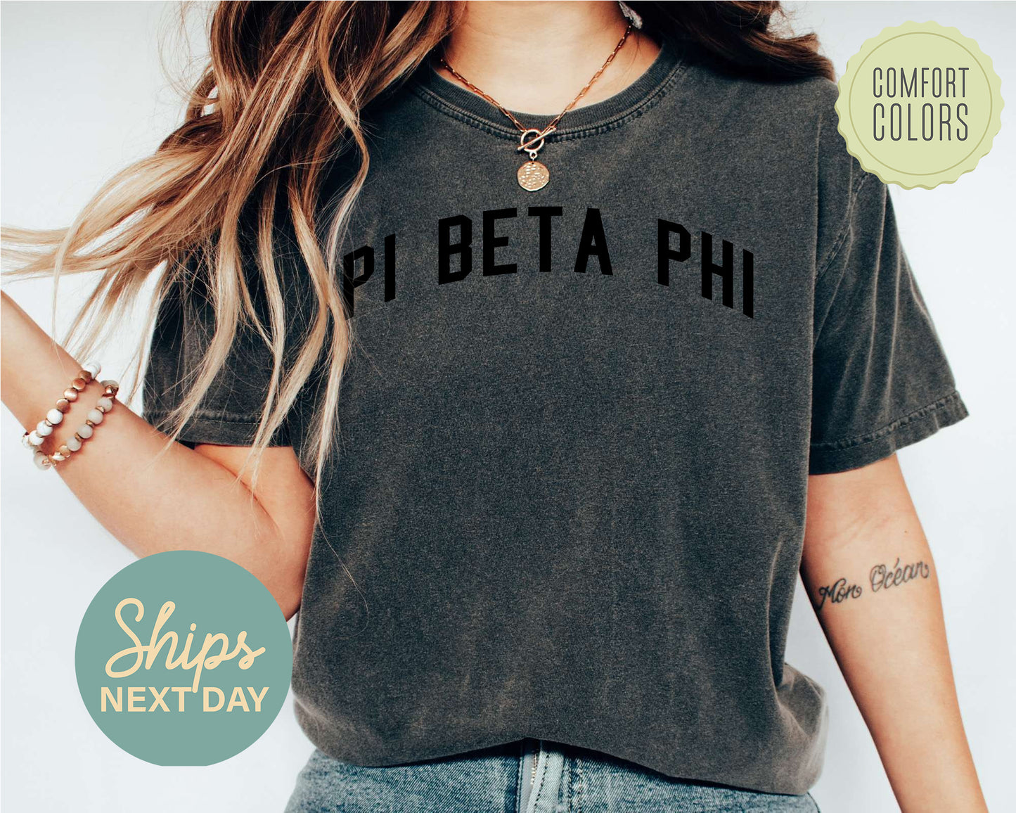 Pi Beta Phi Just Bold Comfort Colors Sorority T-shirt _ 2389g