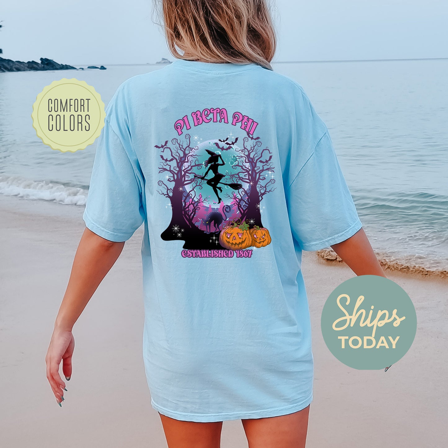 Pi Beta Phi Halloween Witch Comfort Colors Sorority T-shirt _ 36246g