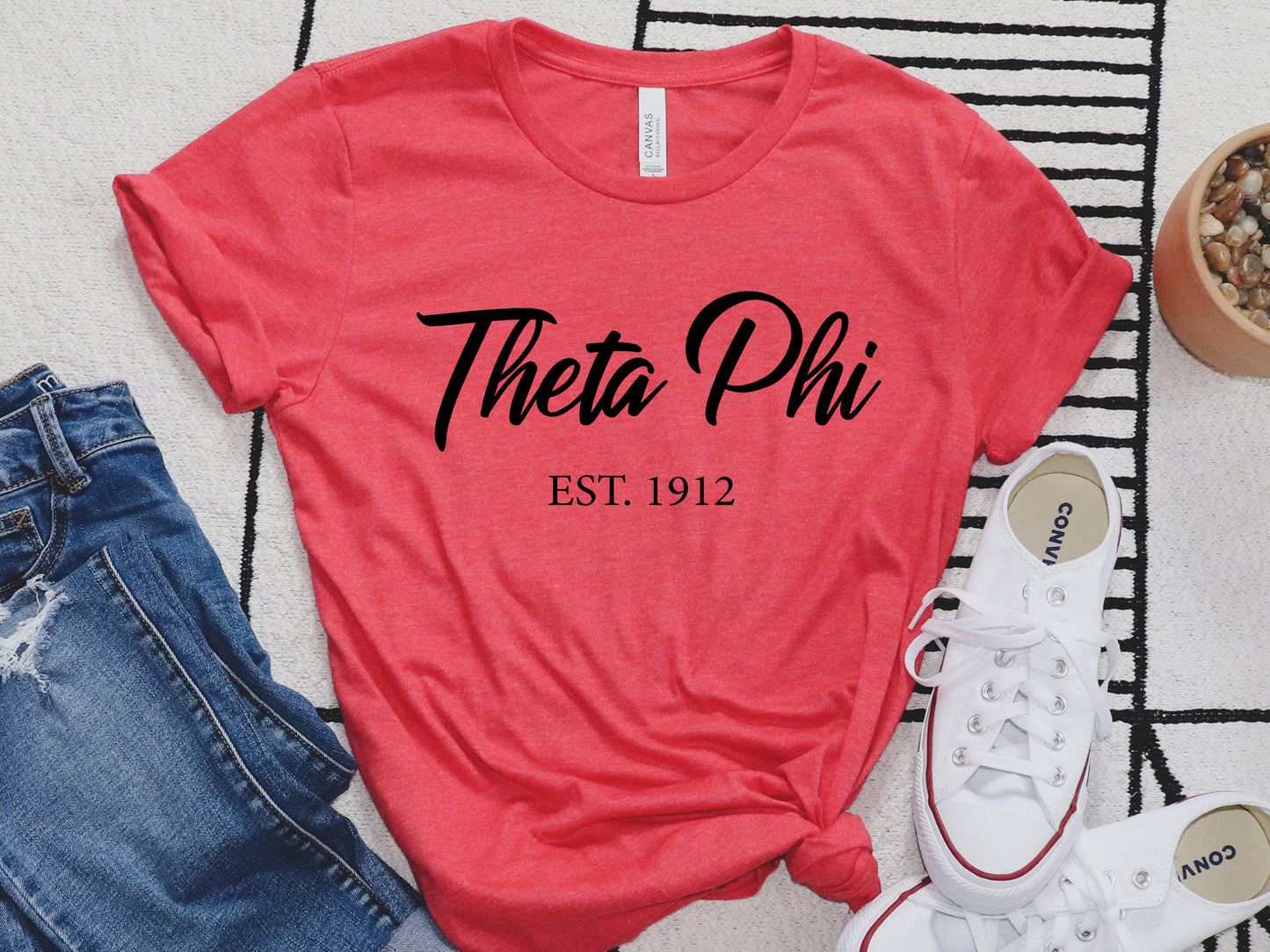 Theta Phi Alpha Black Flowy Sorority T-shirt _ 101g