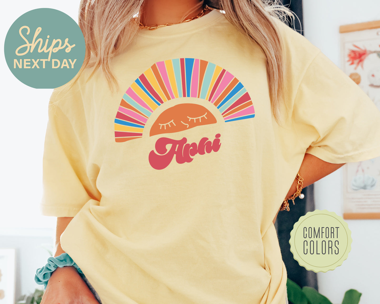 Alpha Phi Sunshine Comfort Colors Sorority T-shirt _ 3312g