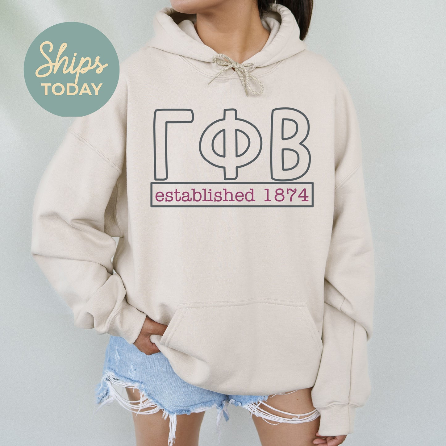 Gamma Phi Beta Simply Greek Sorority Hoodie _ 39350g