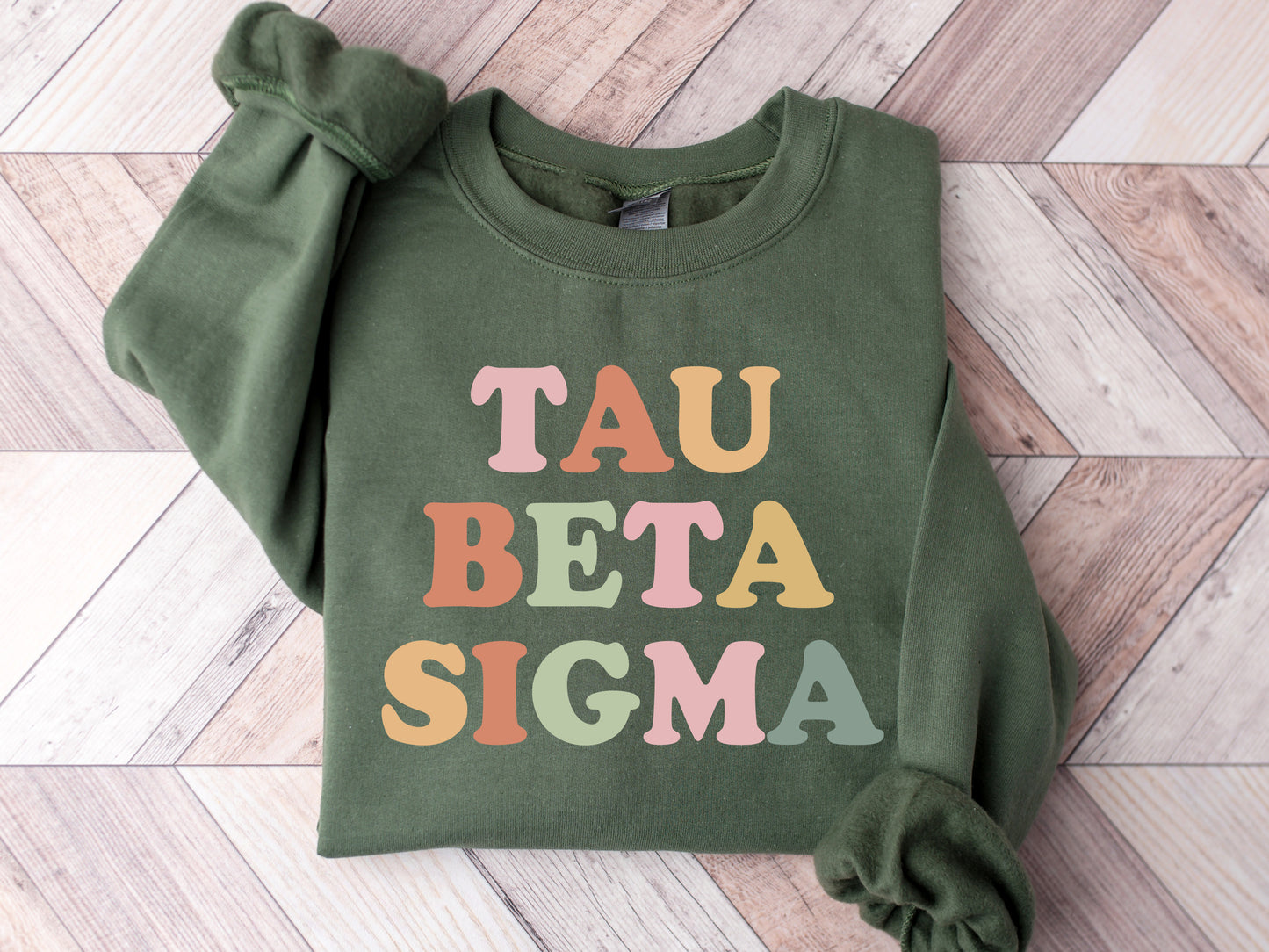 Tau Beta Sigma Bright and Colorful Sorority Sweatshirt _ 3481g