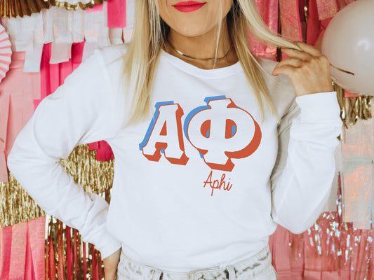 Alpha Phi American Colored Sorority Long Sleeve T-shirt _ 31g