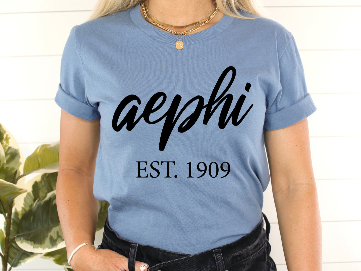 Alpha Epsilon Phi Black Flowy Sorority T-shirt _ 79g