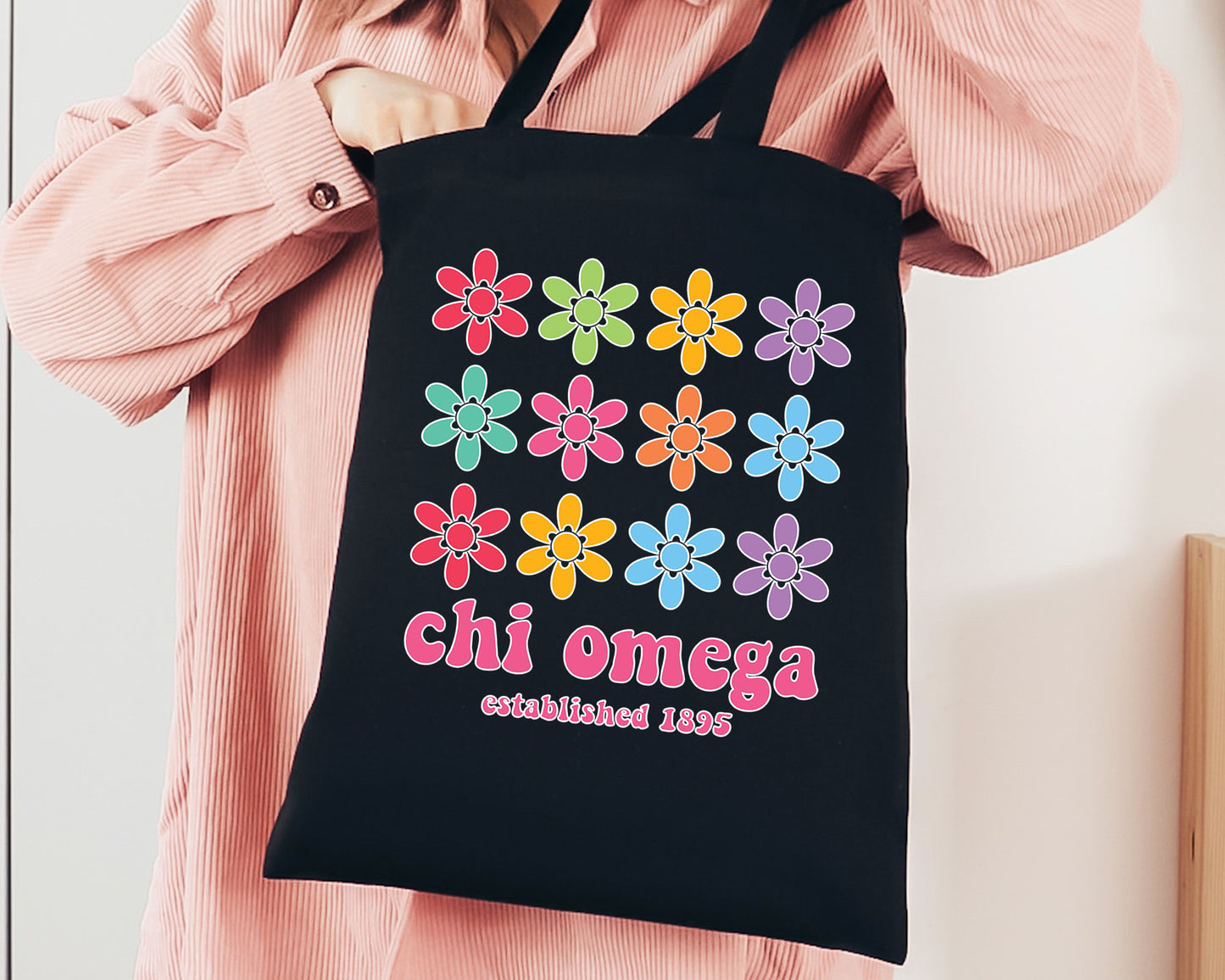 Chi Omega Floral Bloom Sorority Tote Bag _ 34524g
