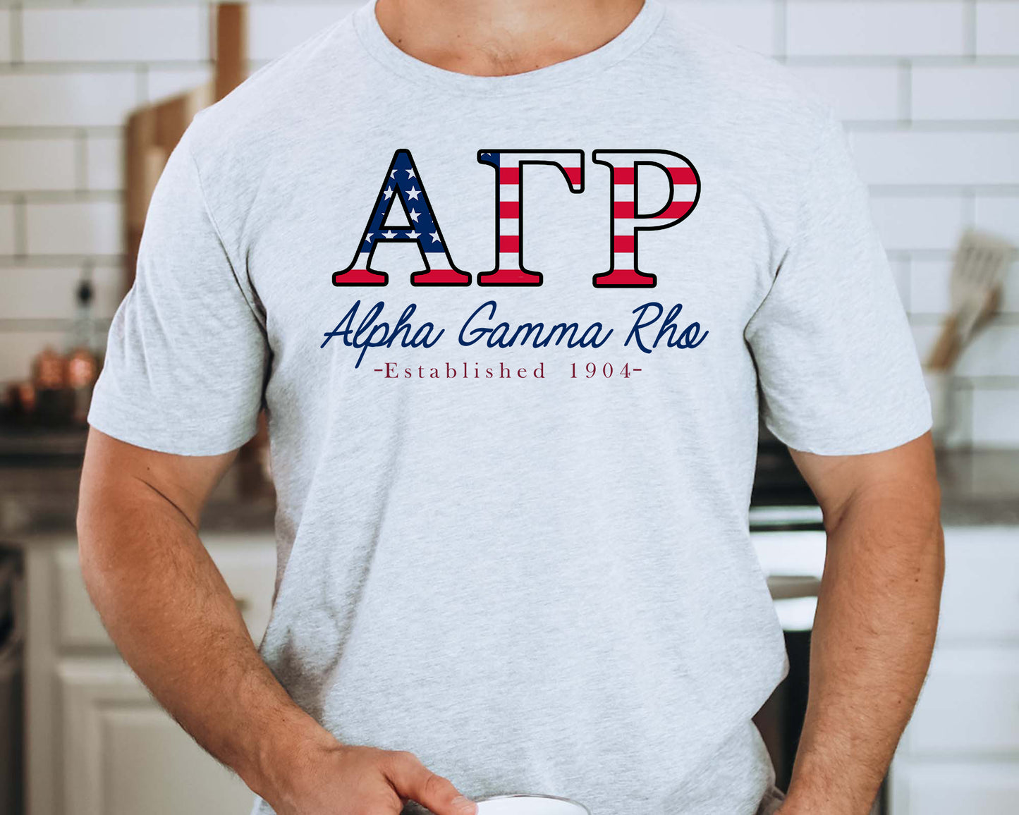 Alpha Gamma Rho American Flag Letters Fraternity T-shirt _ 1156g