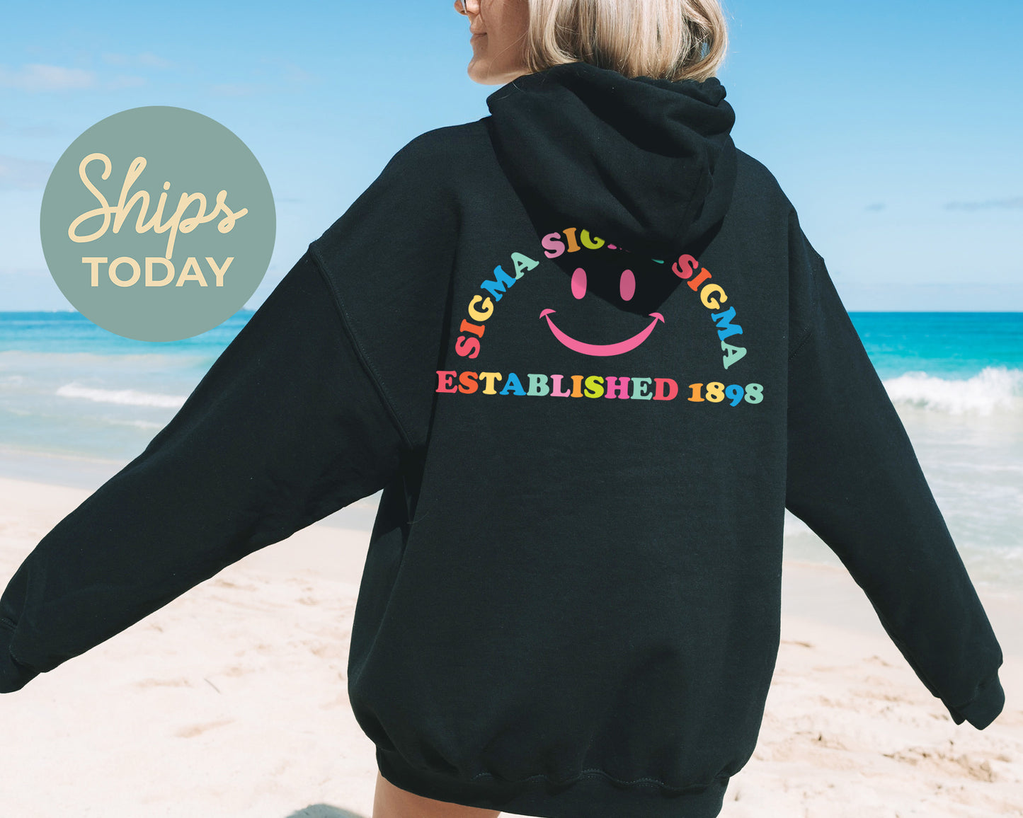 Sigma Sigma Sigma Gleaming Smiley Face Sorority Hoodie _ 33073g