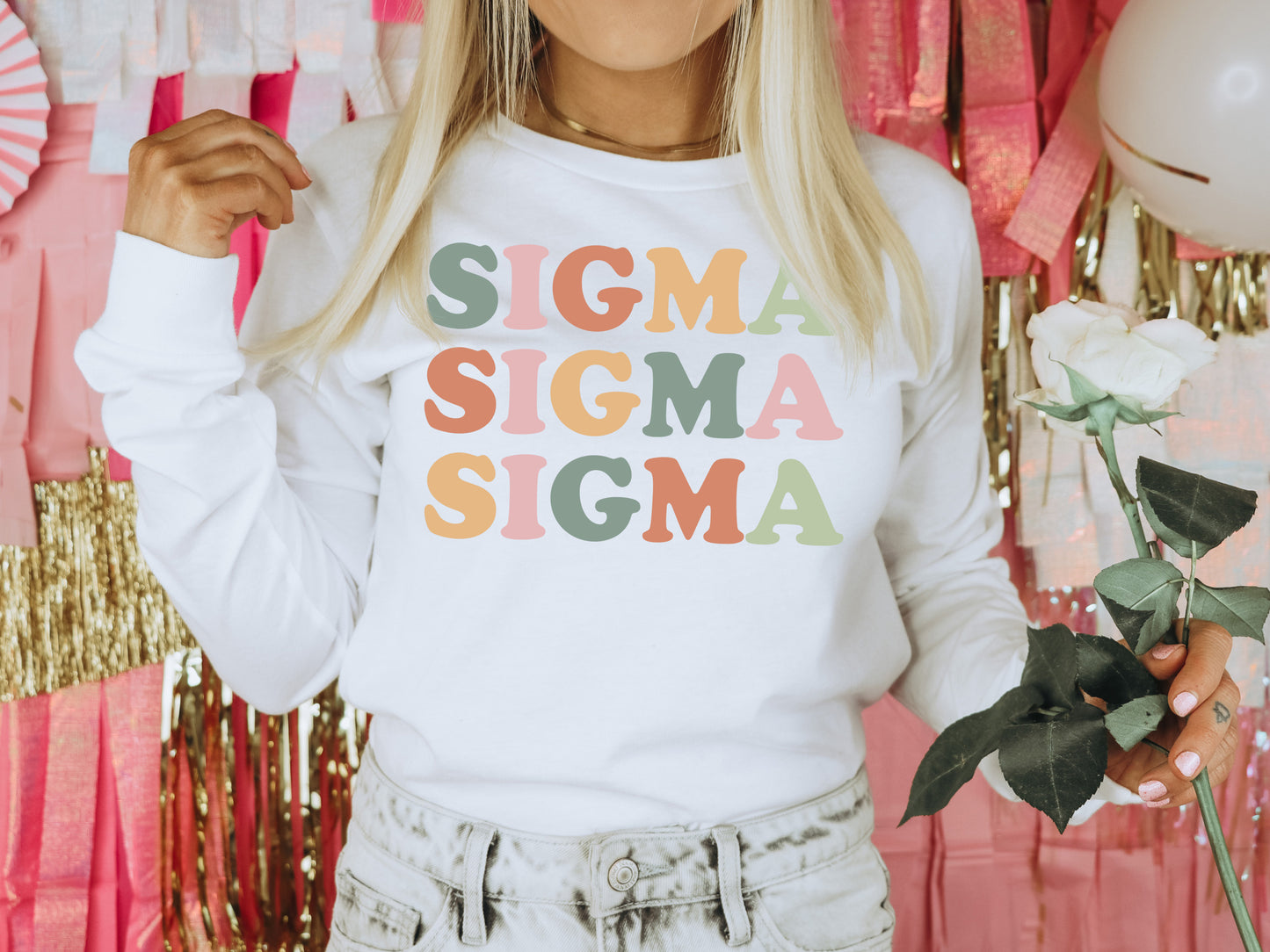 Sigma Sigma Sigma Bright and Proud Sorority Long Sleeve T-shirt _ 437g