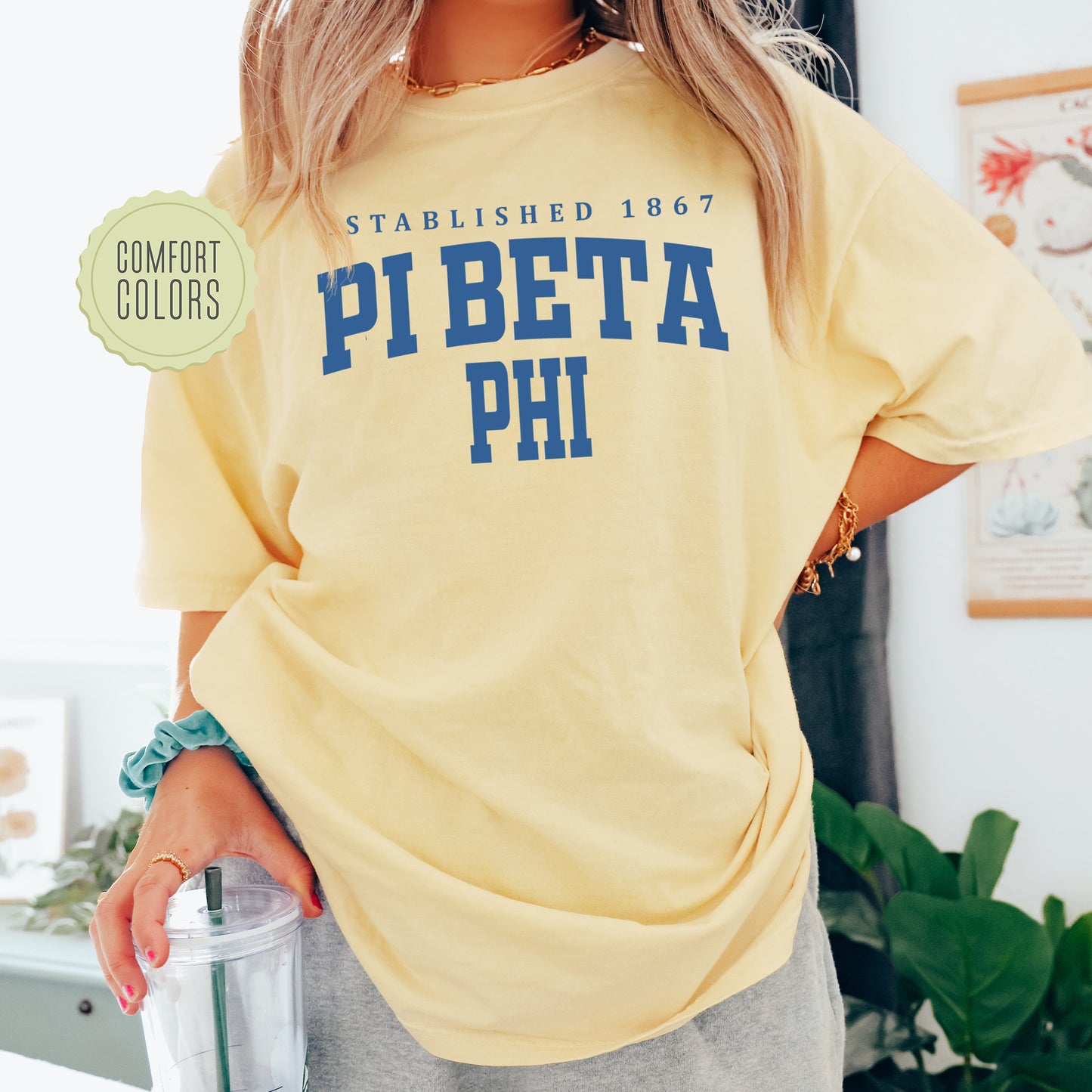 Pi Beta Phi Bold Letters Comfort Colors Sorority T-shirt _ 35140g