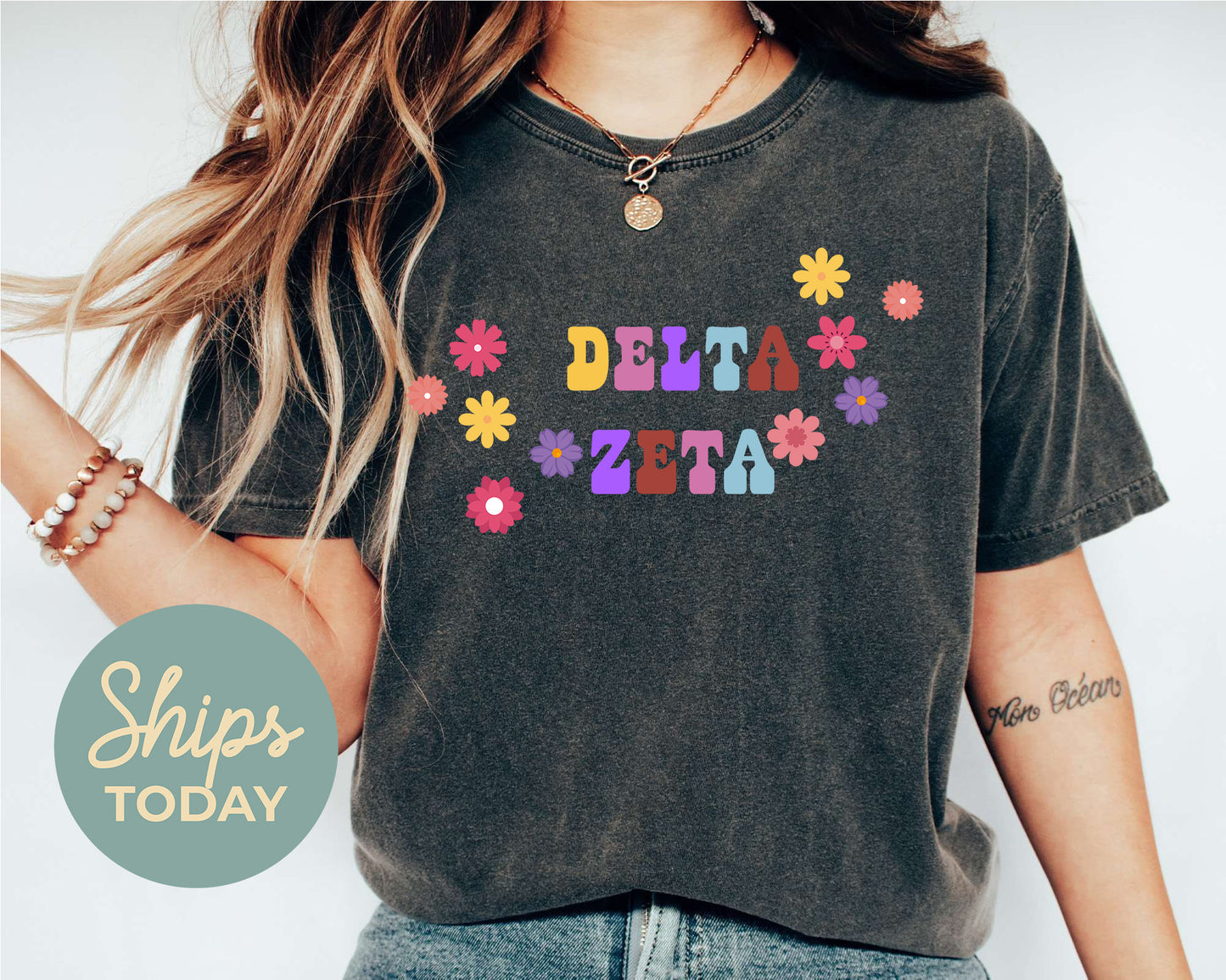 Delta Zeta Splash of Color Sorority T-shirt _ 3188g