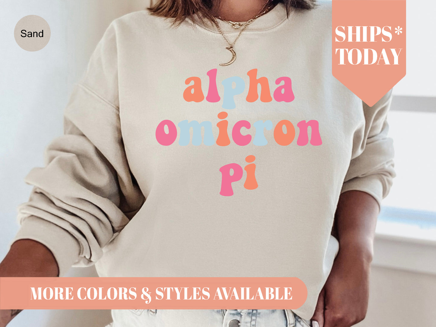Alpha Omicron Pi Vividly Vibrant Sorority Sweatshirt _ 3153g