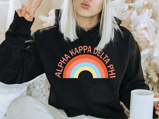 Alpha Kappa Delta Phi Colorful Rainbow Sorority Hoodie _ 3454g