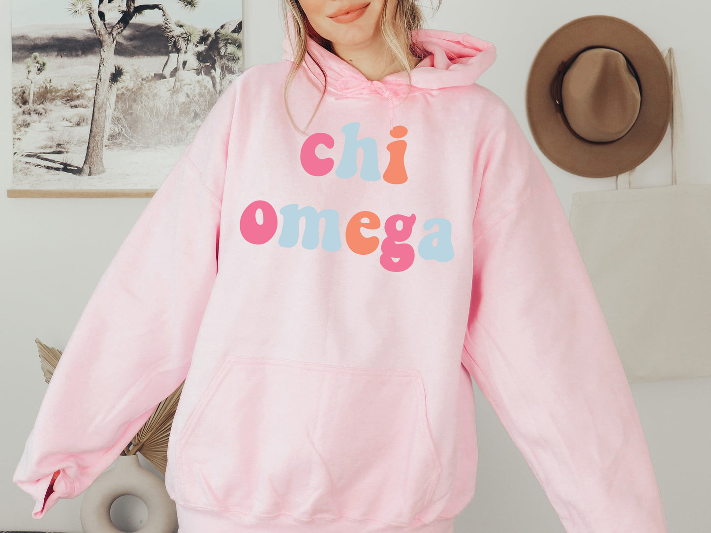 Chi Omega Vividly Vibrant Sorority Hoodie _ 3158g
