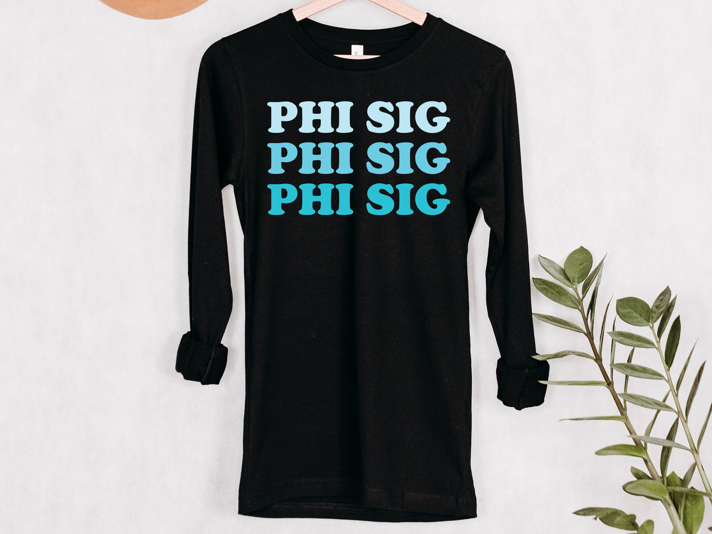 Phi Sigma Sigma Touch of Blue Sorority Long Sleeve T-shirt _ 2596g