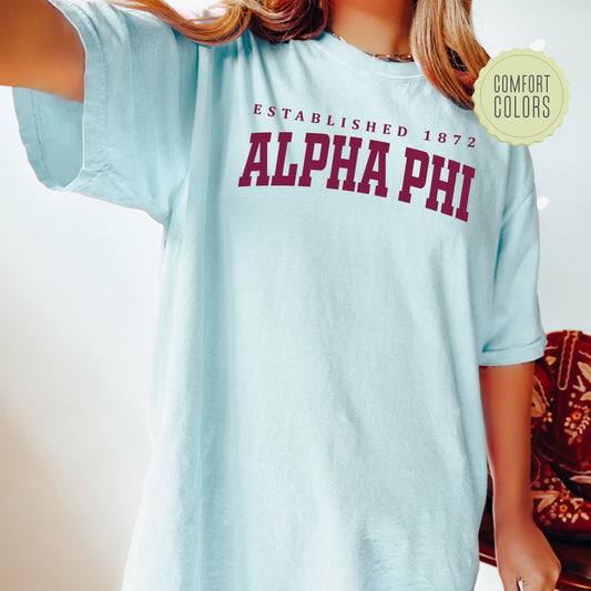 Alpha Phi Bold Letters Comfort Colors Sorority T-shirt _ 35125g