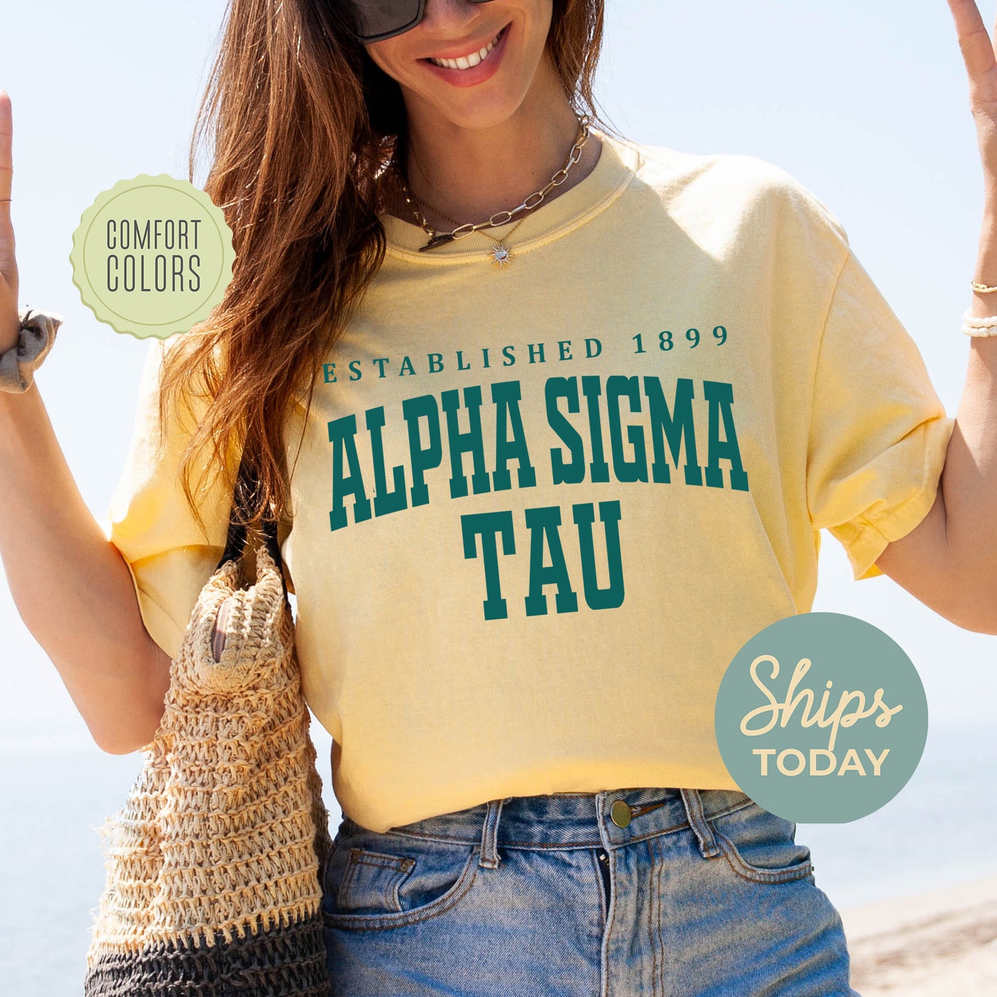 Alpha Sigma Tau Bold Letters Comfort Colors Sorority T-shirt _ 35127g