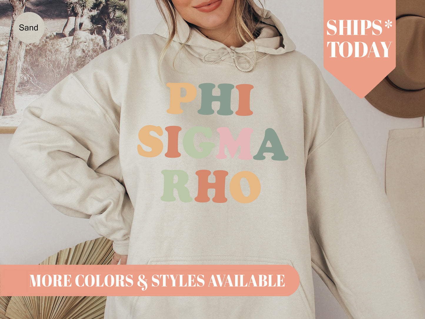 Phi Sigma Rho Bright and Colorful Sorority Hoodie _ 3477g