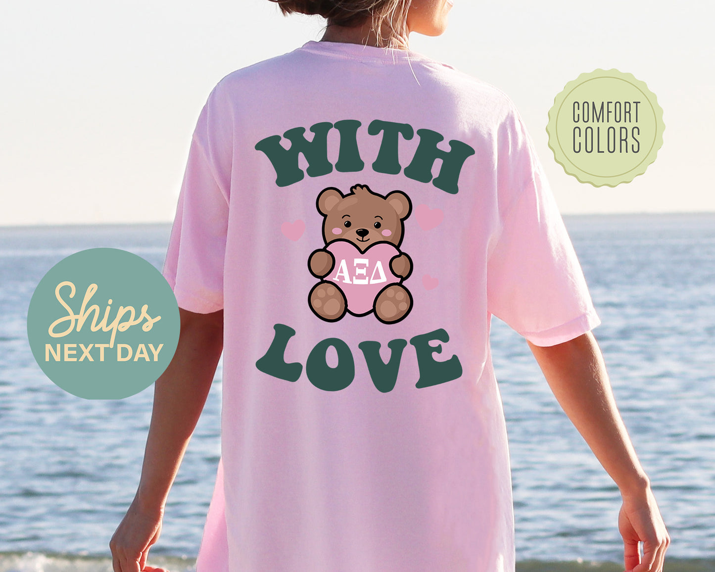 Alpha Xi Delta With Love Comfort Colors Sorority T-shirt _ 33214g