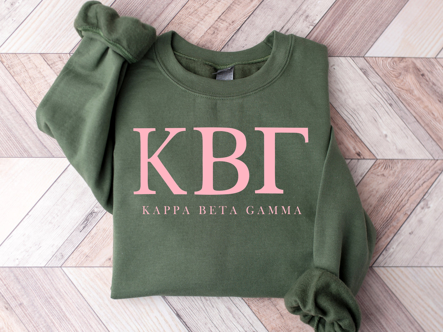 Kappa Beta Gamma Pink Letter Sorority Sweatshirt _ 3485g