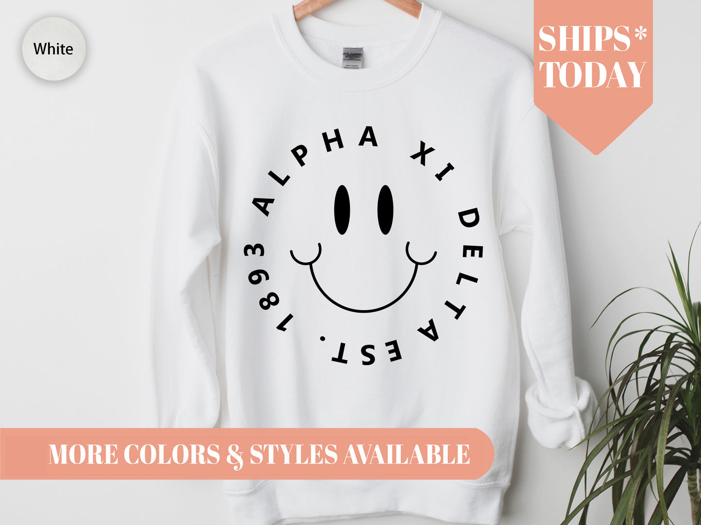 Alpha Xi Delta Smiley Face Halo Sorority Sweatshirt _ 2507g