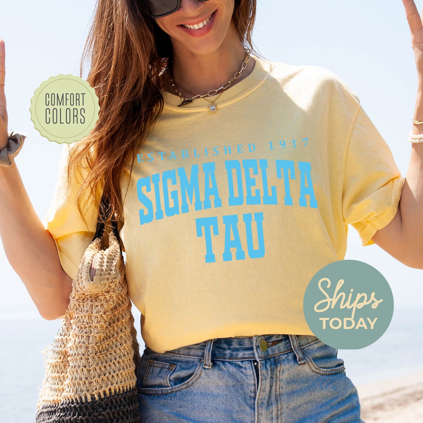 Sigma Delta Tau Bold Letters Comfort Colors Sorority T-shirt _ 35141g