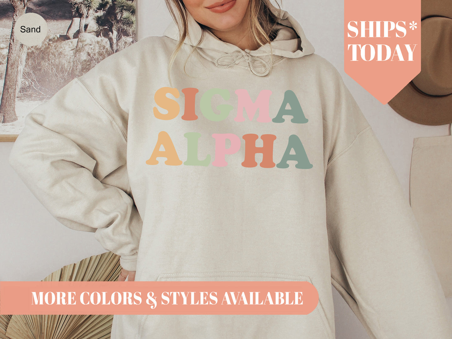 Sigma Alpha Bright and Colorful Sorority Hoodie _ 3478g