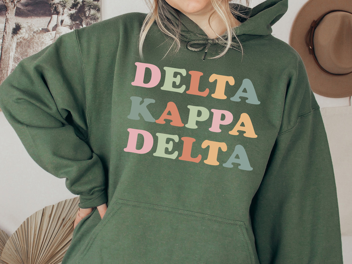 Delta Kappa Delta Bright and Colorful Sorority Hoodie _ 3470g