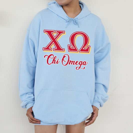 Chi Omega Greek Colors Sorority Hoodie _ 36078g