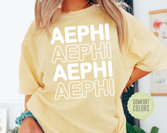 Alpha Epsilon Phi Bold Bubble Letter Comfort Colors Sorority T-shirt _ 2214g