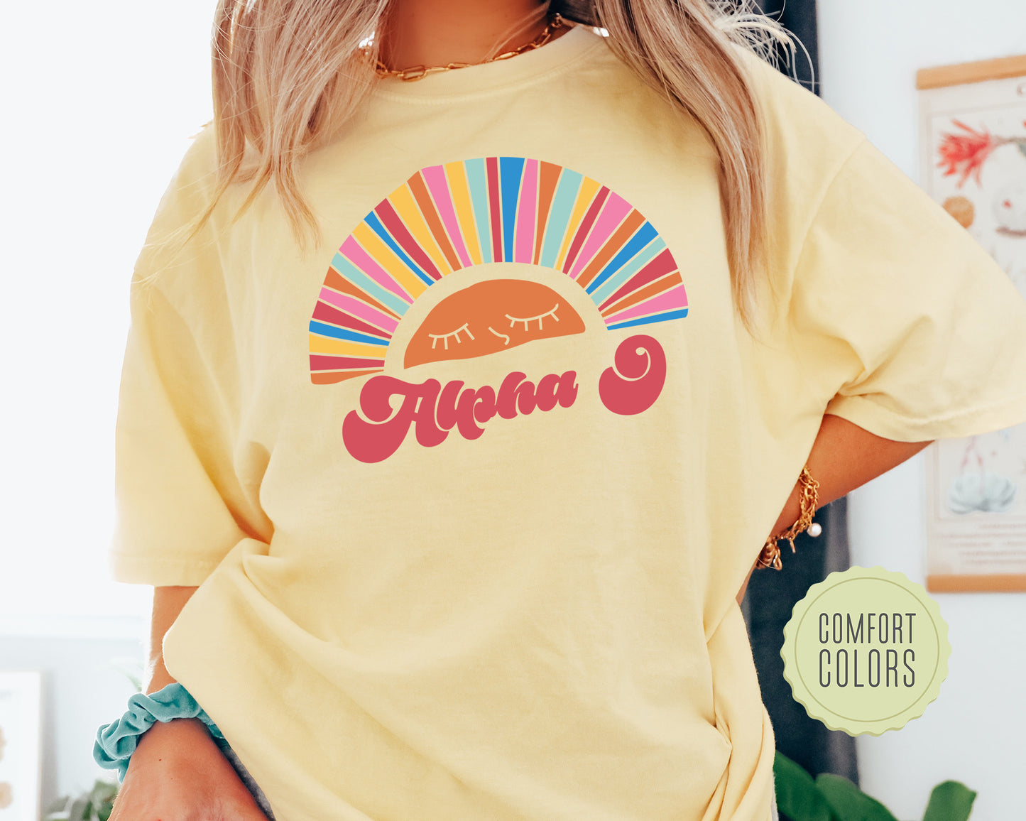 Alpha Omicron Pi Sunshine Comfort Colors Sorority T-shirt _ 3311g