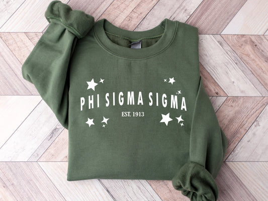 Phi Sigma Sigma Arched Star Sorority Sweatshirt _ 2284g