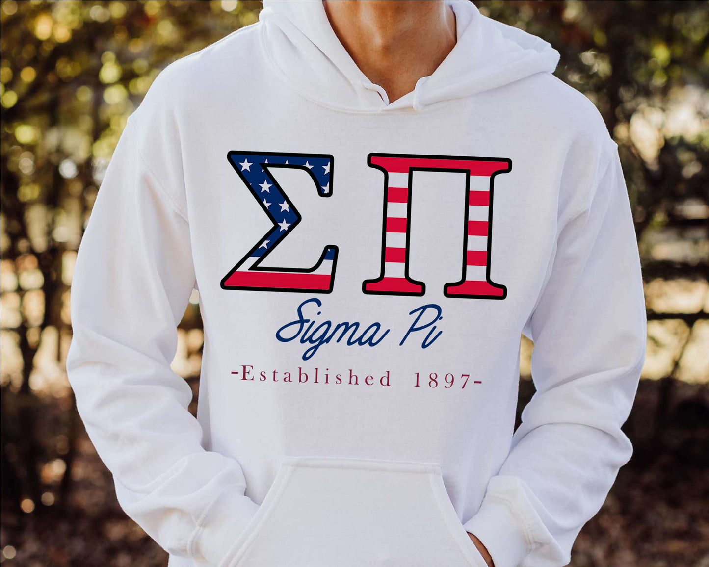 Sigma Pi American Flag Letters Fraternity Hoodie _ 1178g