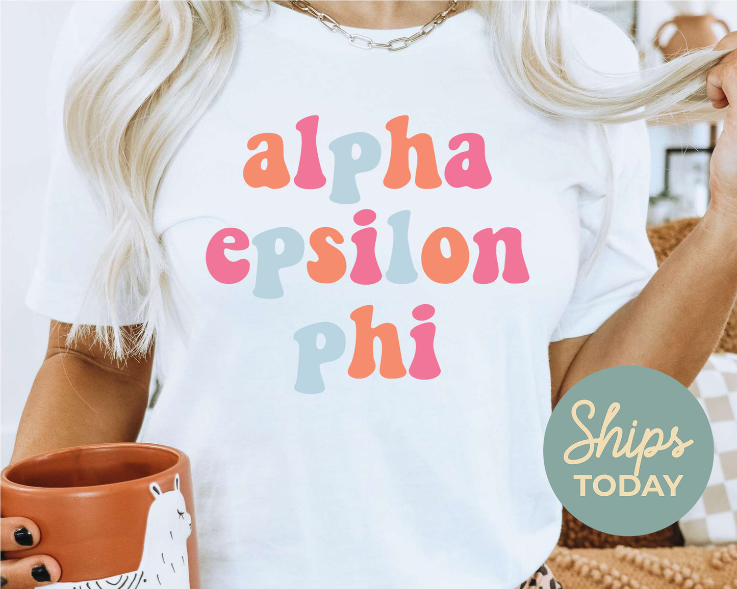 Alpha Epsilon Phi Vividly Vibrant Sorority T-shirt _ 3151g