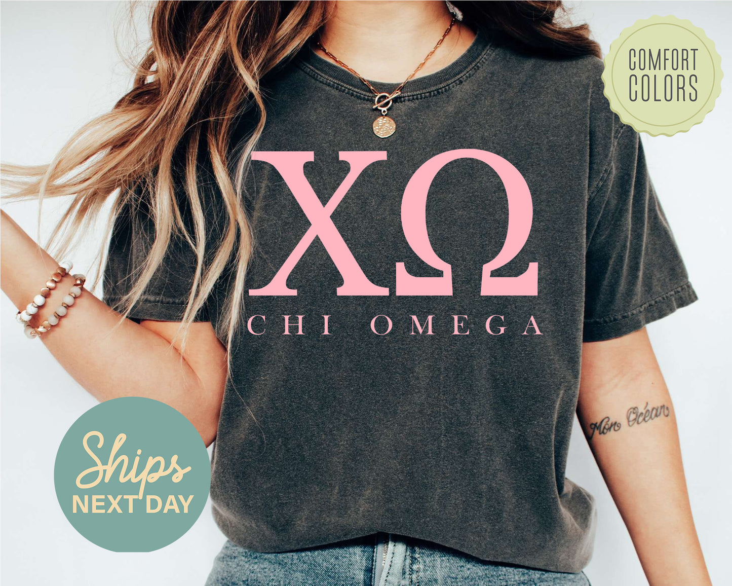 Chi Omega Everything Pink Comfort Colors Sorority T-shirt _ 319g