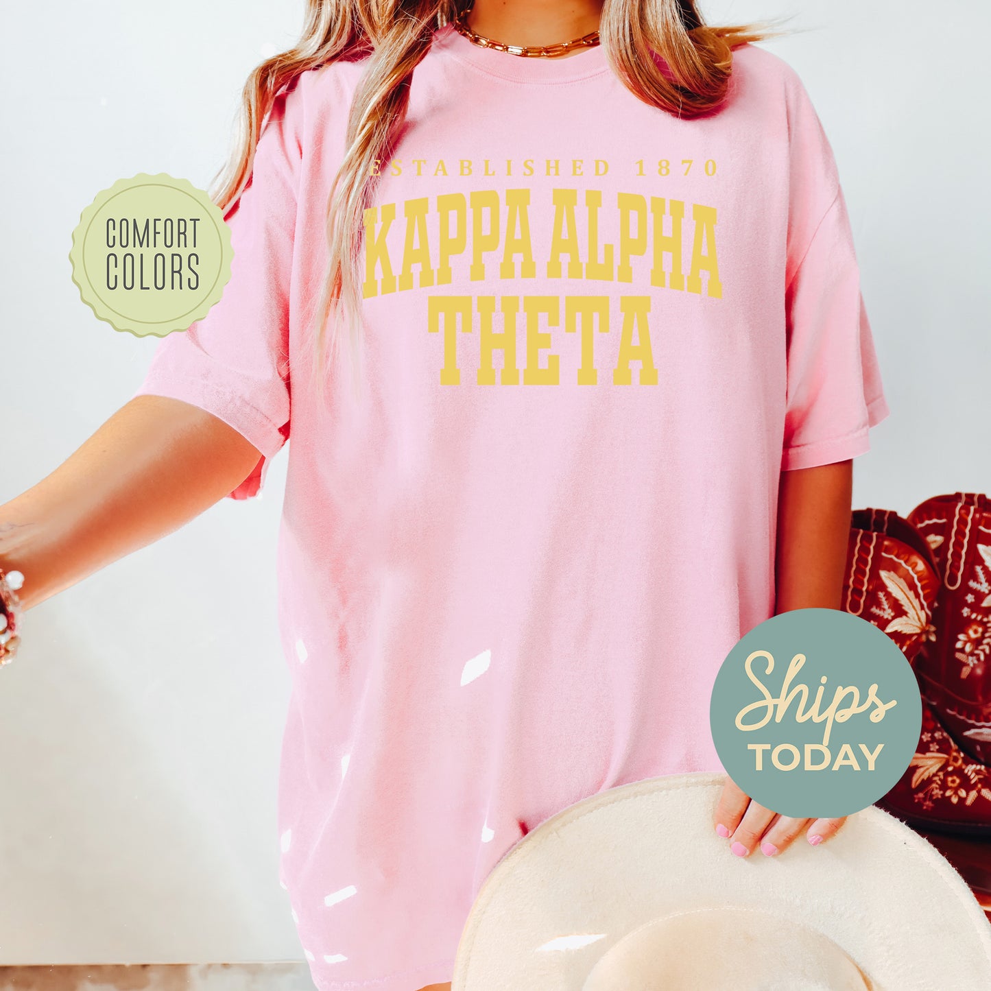 Kappa Alpha Theta Bold Letters Comfort Colors Sorority T-shirt _ 35135g