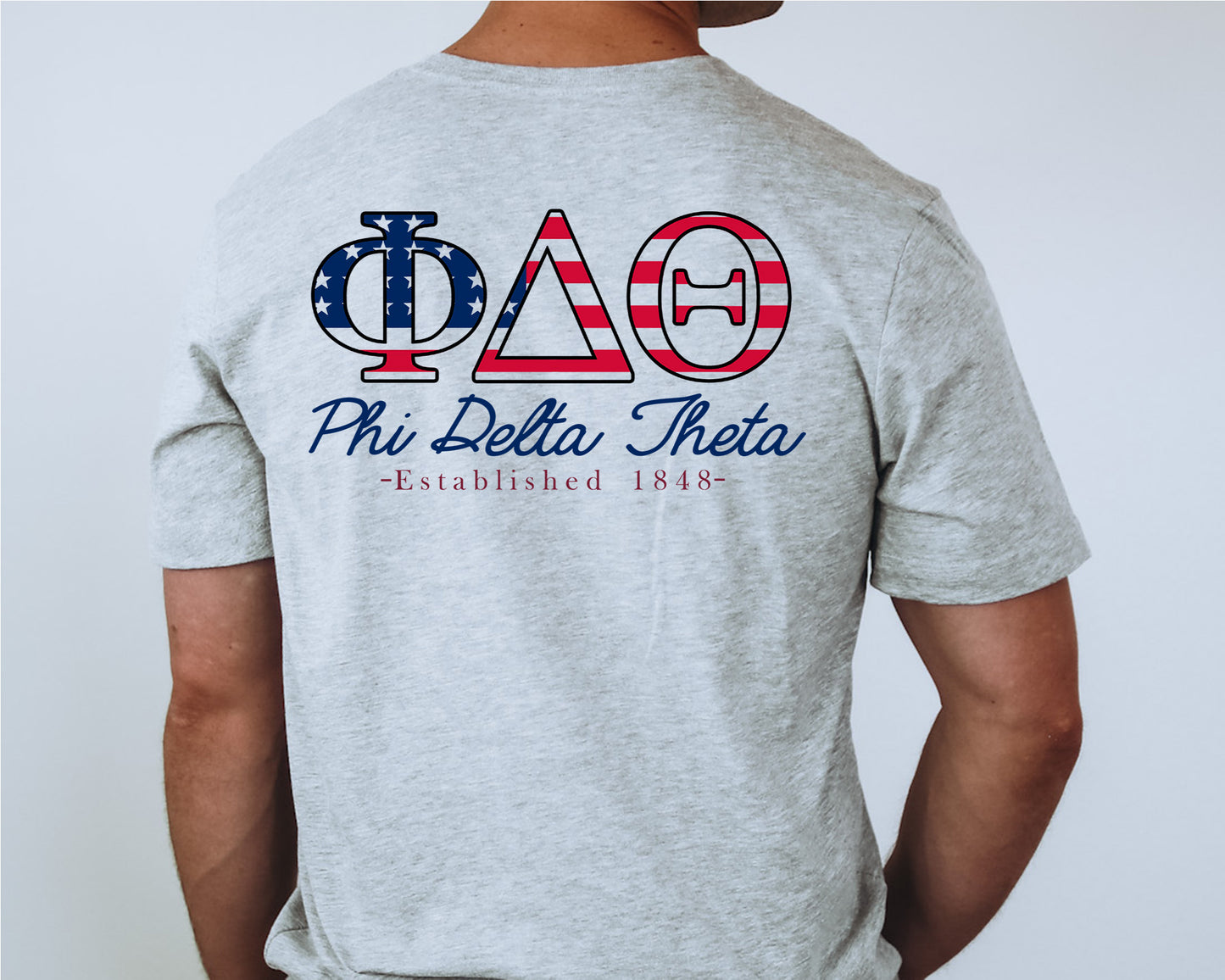 Phi Delta Theta USA Flag Letters Fraternity T-shirt _ 33438g