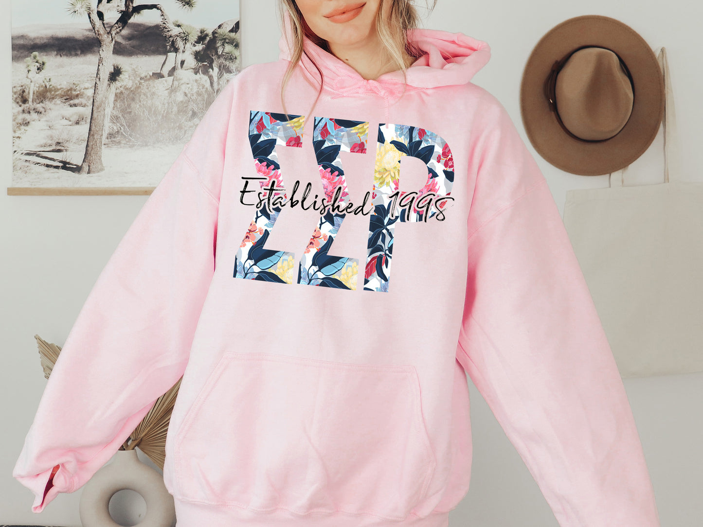 Sigma Sigma Rho Floral Block Sorority Hoodie _ 3521g