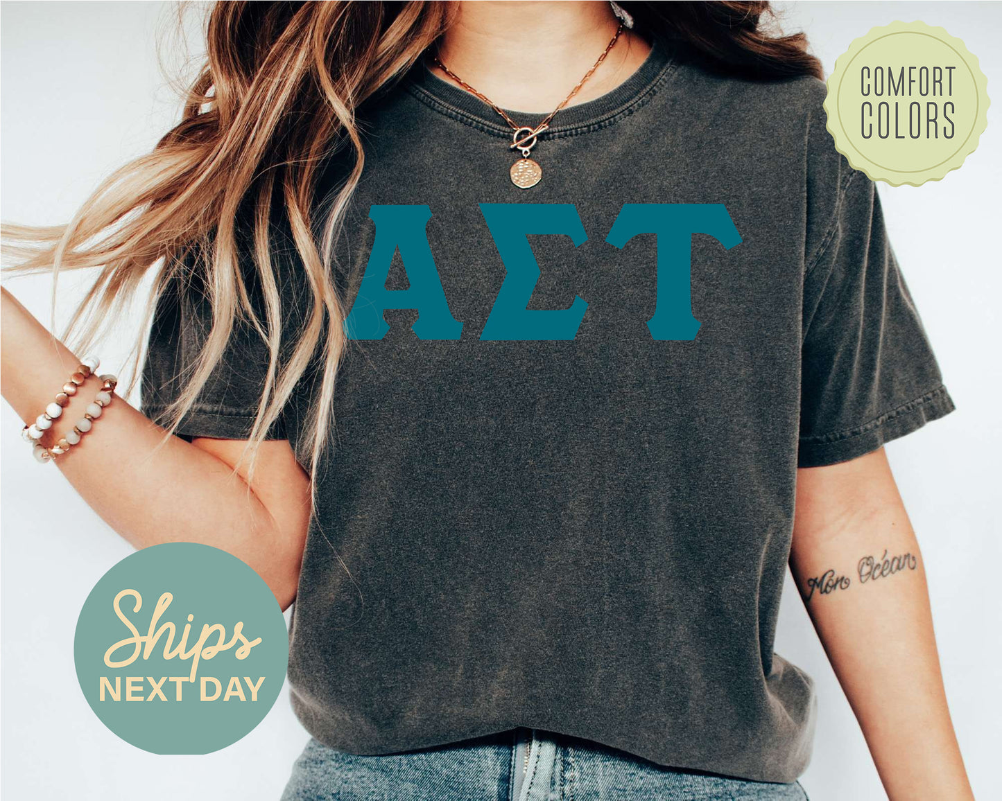 Alpha Sigma Tau Back to the Basics Comfort Colors Sorority T-shirt _ 629g