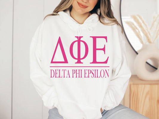Delta Phi Epsilon Loud Letters Sorority Hoodie _ 478g